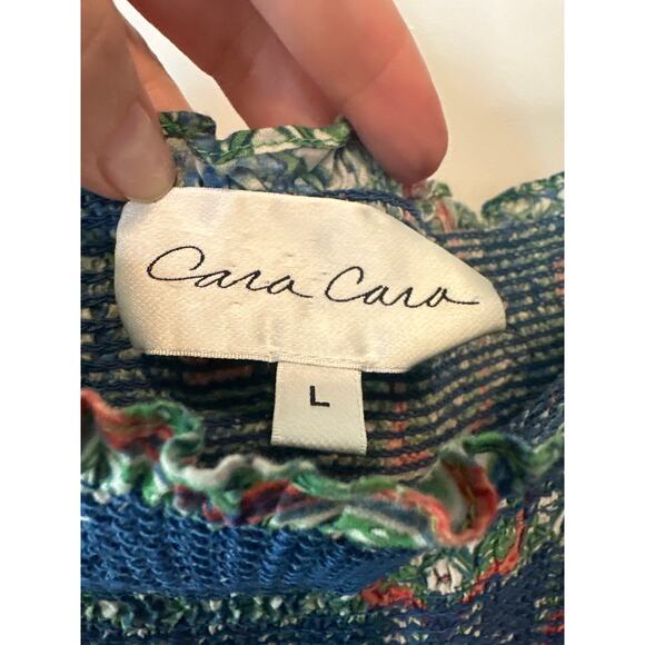 Cara Cara Moroccan Tile Teal Jazzy Midi Dress Size Large Boho Smocked Dress - Picture 6 of 12